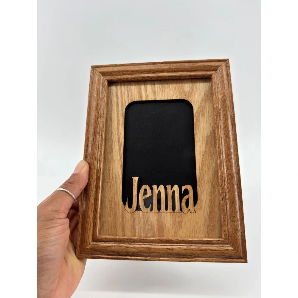 VTG Custom Jenna Name Wooden Picture Frame Oak Grain Tabletop Wall Decor 5x7